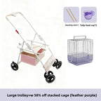 Foldable Lightweight Pet Stroller with Storage Space for Parrots, Dogs & Cats — Portable Outdoor Cart