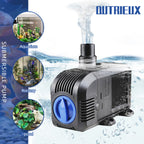 HJ Series Submersible Fountain Pump (500–3000L/H, Adjustable Flow)