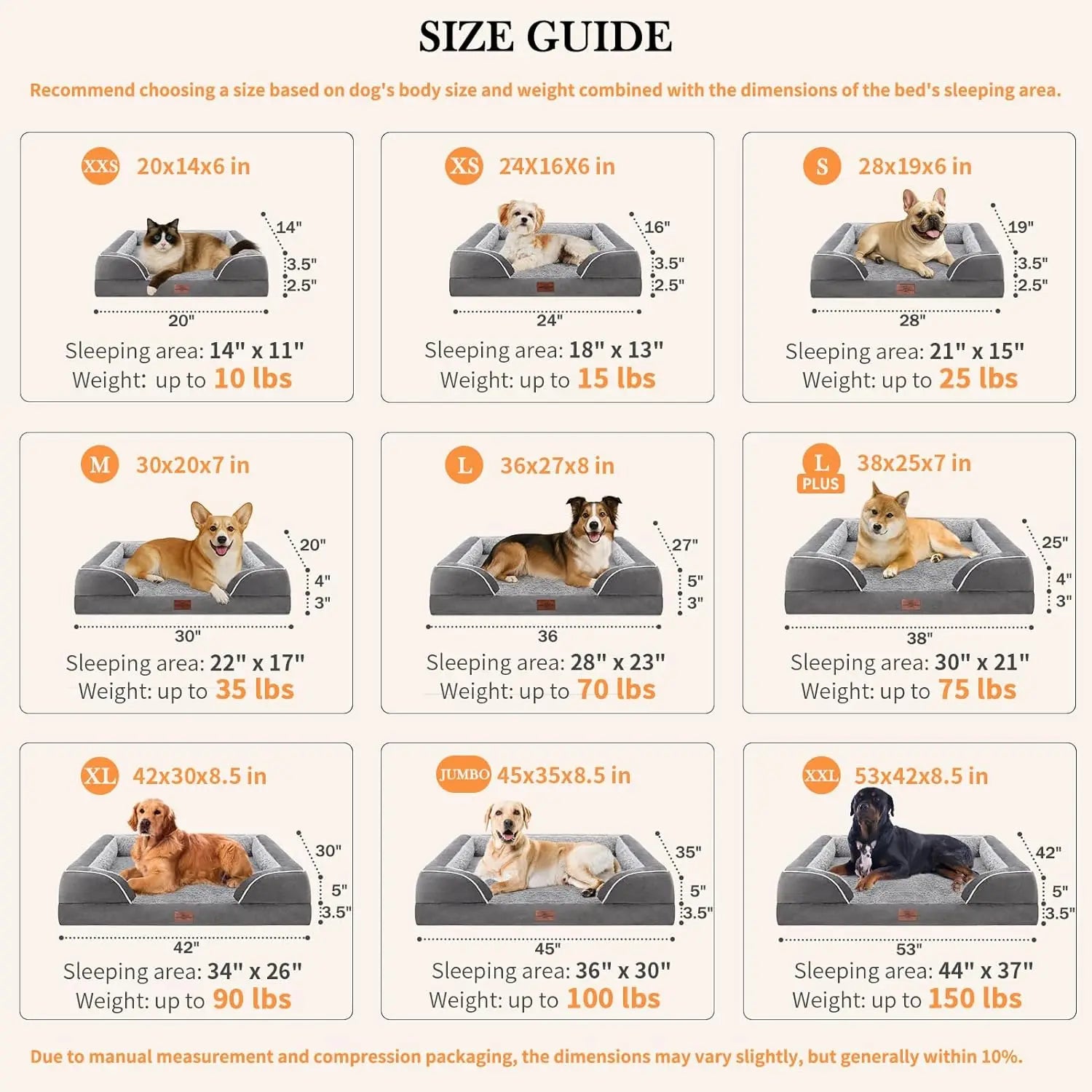42x30in Orthopedic Dog Bed for Extra Large Dogs
