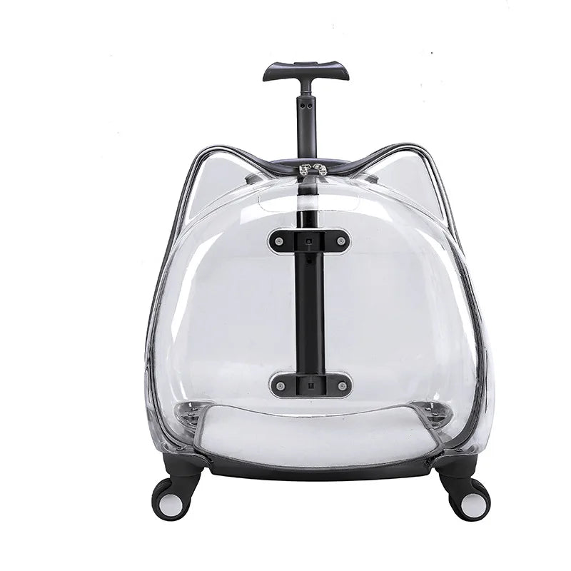 Fully Transparent Space Cabin Pet Trolley Case for Cats & Small Dogs