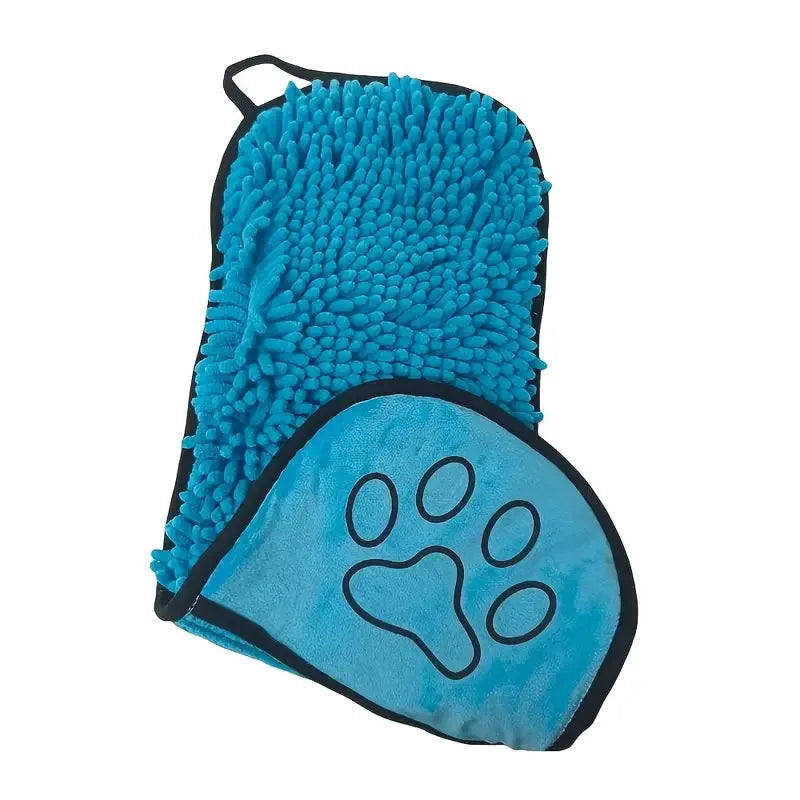 Chenille Pet Absorbent Towel — Quick-Drying Hand-Pocket Design