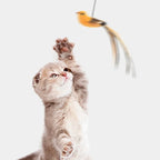 Bird Feather Cat Teaser Wand — Suction-Mount, Flexible Steel Wire