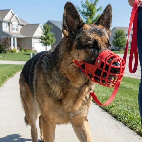 Adjustable Anti-Bite Dog Muzzle (Buckle, Stops Barking, All Breeds)