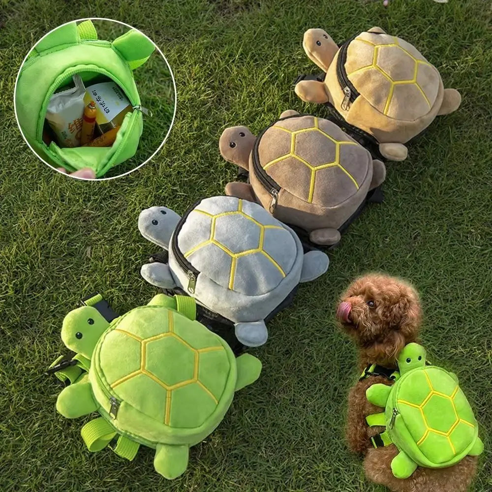 Turtle-Shaped Dog Snack Backpack (Cartoon, Large Capacity, Adjustable)