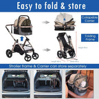 Pet Rover Prime 3-in-1 Luxury Dog & Cat Stroller — Travel Carrier, Car Seat & Stroller with Detachable Carrier