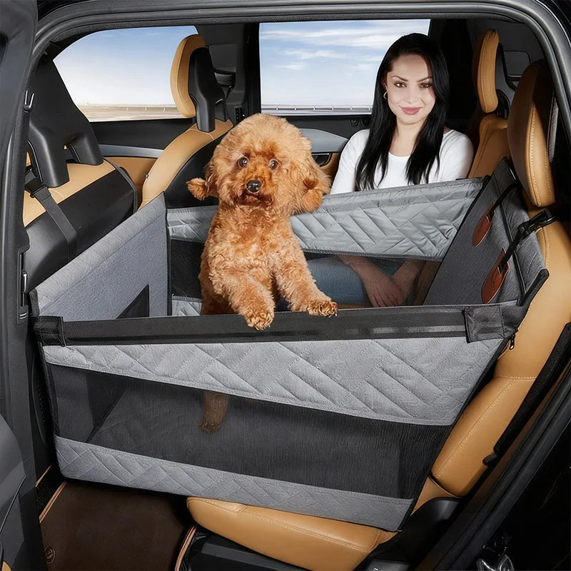 Waterproof Pet Car Seat Cover & Backseat Bed for Large Dogs & Cats