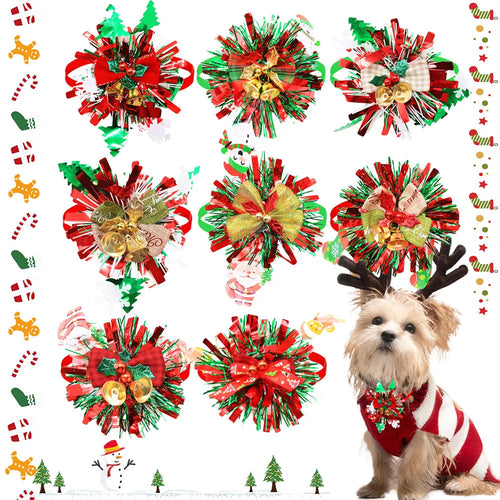 Christmas Dog Bowtie with Bell 50-Pack (Pet Grooming Accessory)