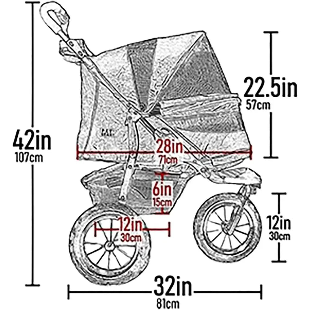 Pet Gear No-Zip AT3 Pet Stroller — One-Hand Fold, Jogging Tires & Cup Holder