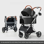 Ultra-Lightweight Foldable Pet Stroller with Detachable Basket for Small & Medium Dogs & Cats — Portable