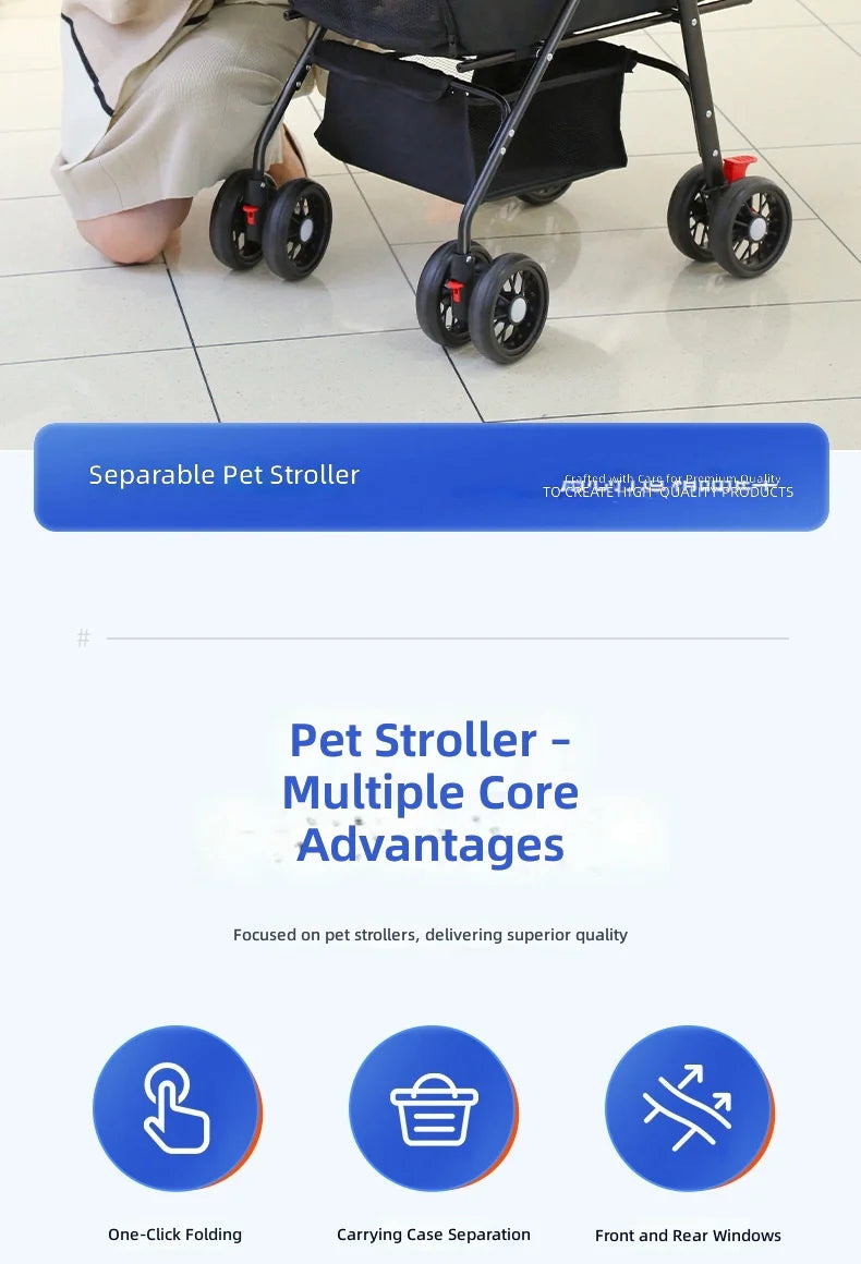 Portable Foldable Walking & Jogging Pet Stroller for Small & Medium Dogs & Cats
