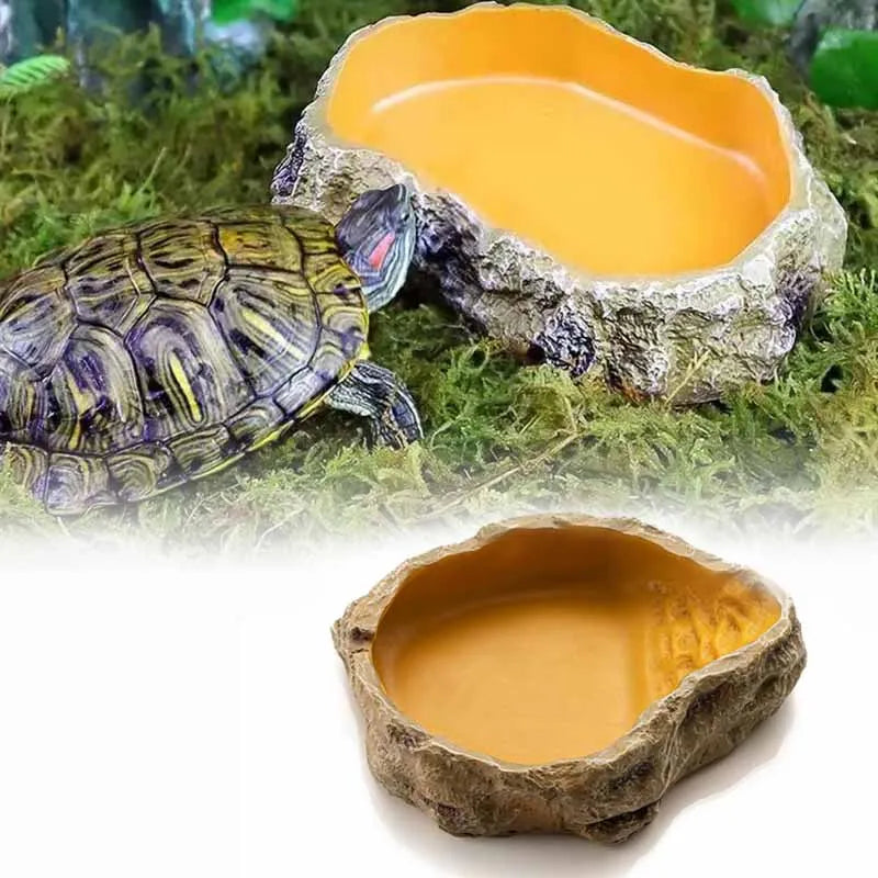 Resin Reptile Feeding & Water Bowl — Terrarium Dish for Reptiles & Amphibians