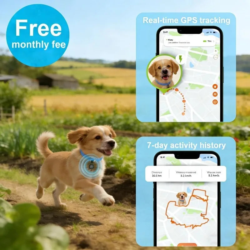 Smart Waterproof GPS Dog & Cat Tracker with Adjustable Collar - Real-Time Anti-Loss