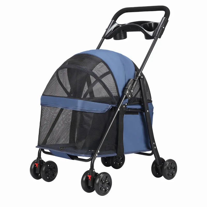 Lightweight Foldable Push Cart Stroller for Small Dogs, Cats & Puppies