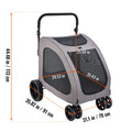 Portable Pet Stroller Carrier with Breathable Mesh Windows & Height-Adjustable Handle for Cats & Dogs
