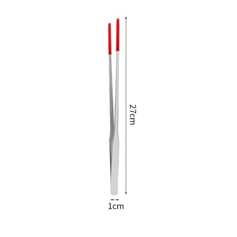 Stainless Steel Pet Feeding Tongs — Rubber-Tipped Tweezers for Reptiles