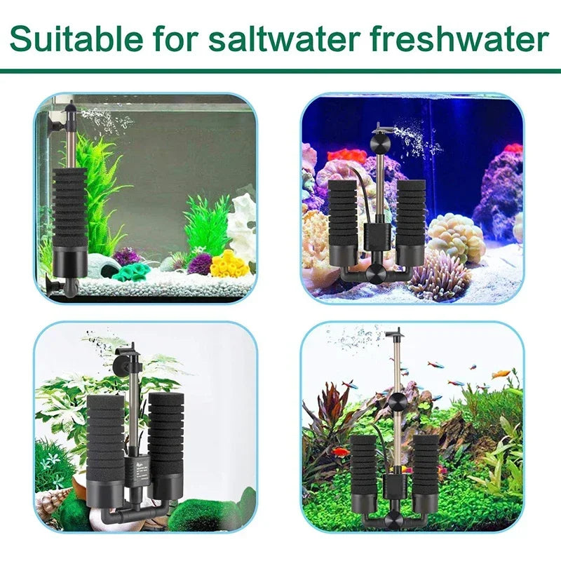 3-in-1 Submersible Aquarium Filter Pump (220V, Sponge + Bio + Chemical)