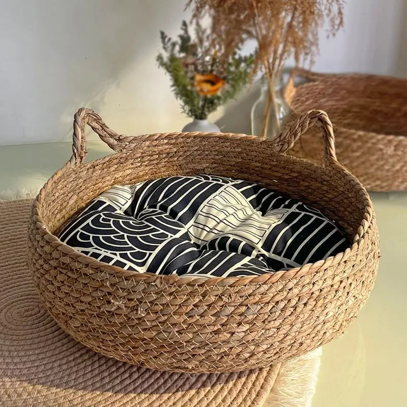 Woven Vine Cat Nest Bed, Cooling All-Season Design
