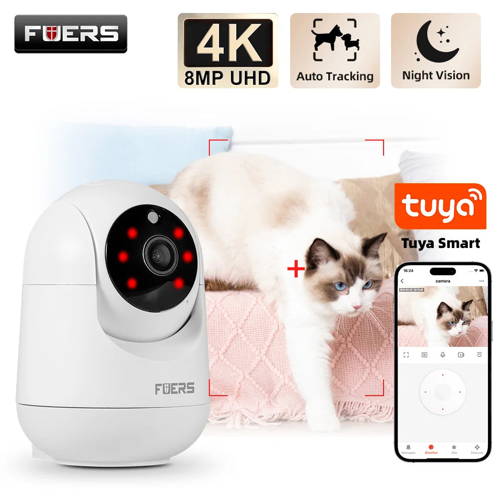 Tuya Smart 4K WiFi AI Camera for Pets with Night Vision & AI Alerts