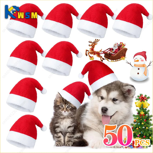 Christmas Santa Hat Cosplay Costume 50-Pack (Pet Ornament)