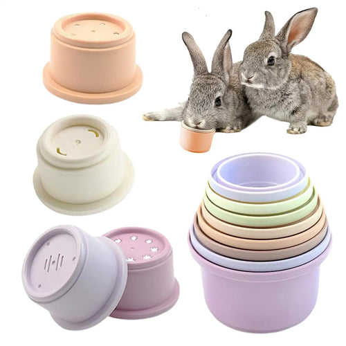 8-Piece Stacking Cups Toy — Foraging Enrichment for Rabbits & Small Pets