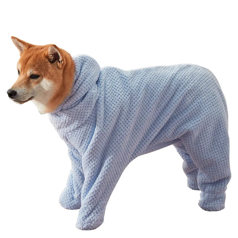 Full-Coverage Microfiber Dog Bathrobe — Quick-Dry After-Bath Wrap