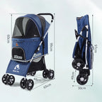 Folding 4-Wheel Removable Pet Walk Carrier Stroller for Cats & Dogs