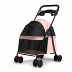 Luxury Lightweight Foldable Outdoor Pet Stroller with Detachable Mesh Storage Basket