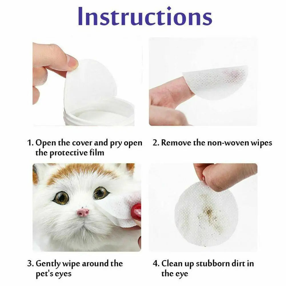Aloe Vera Pet Eye Wipes — 130-Count Tear Stain Remover for Cats & Dogs