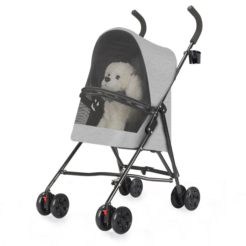 Ultra-Lightweight Compact Foldable Pet Stroller for Small Dogs & Cats — Travel, Shopping & Daily Outing Carrier