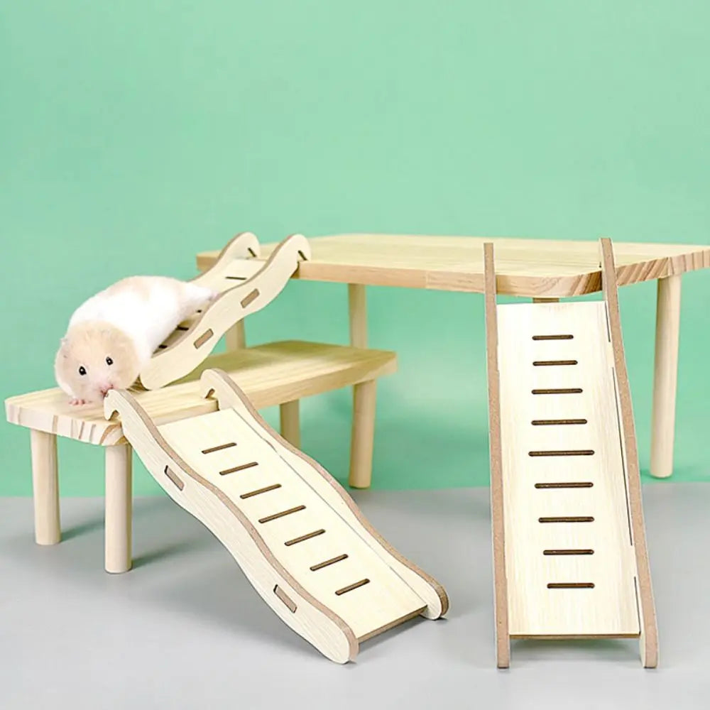 Wooden Hamster Ladder Bridge — Chew-Resistant Small Pet Climbing Toy