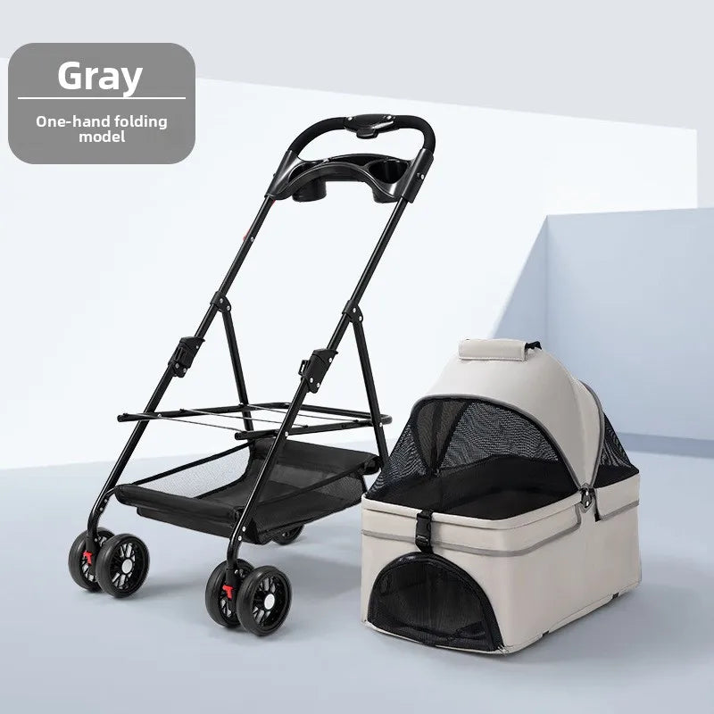 Lightweight Foldable Pet Stroller for Poodles, Cats & Small Breeds — Outdoor Travel Trolley
