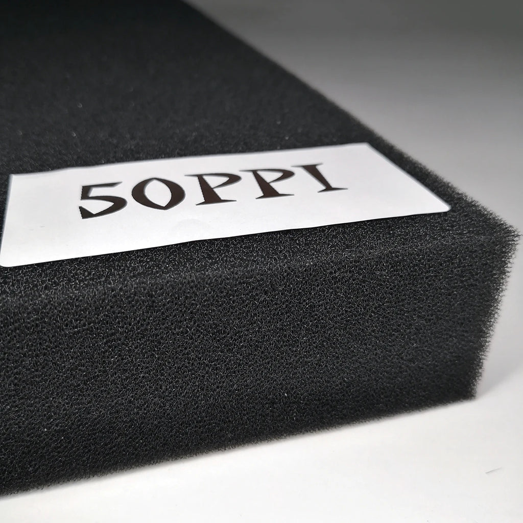 Aquarium Biochemical Filter Foam Sponge (15–50 PPI, Black, Cut-to-Size)