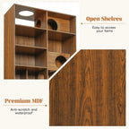2-in-1 Wood Cat House Bookshelf with Litter Box Enclosure