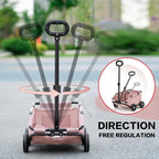 4-Wheel Folding Dog Stroller Handcart for Travel, Shopping & Walking — Pet Cart for Small Dogs & Cats
