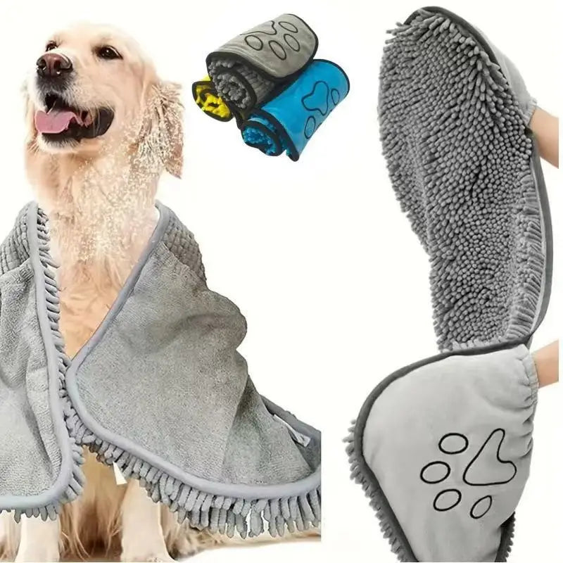 Extra-Large Chenille Pet Towel — Super Absorbent & Quick-Drying