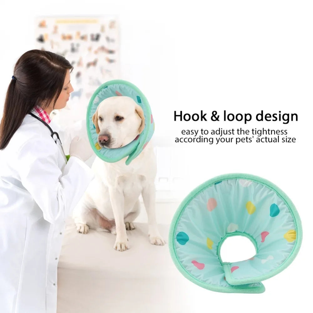 Sponge Padded Pet Recovery Ring (Polka Dot, Anti-Lick, Flexible Frame)
