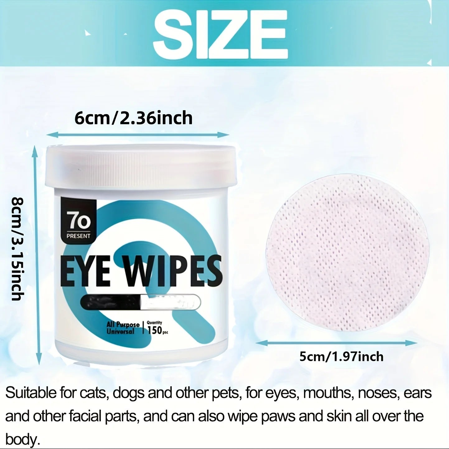 Pet Eye & Ear Wipes — 150-Count Pre-Moistened Cleaning Pads