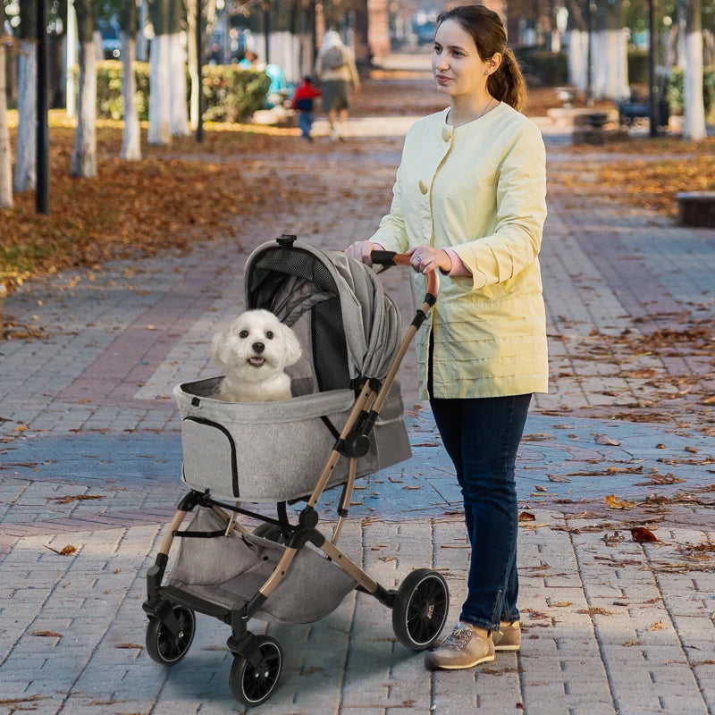 Foldable Separable Pet Stroller for Medium Dogs — Travel-Ready Dog Cart with Detachable Carrier