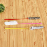 Faux Rabbit Fur Pompom Teaser Wand — Realistic Prey-Texture Cat Toy