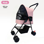 Foldable Lightweight Pet Trolley Stroller for Cats & Small Dogs — Outdoor Travel Cart