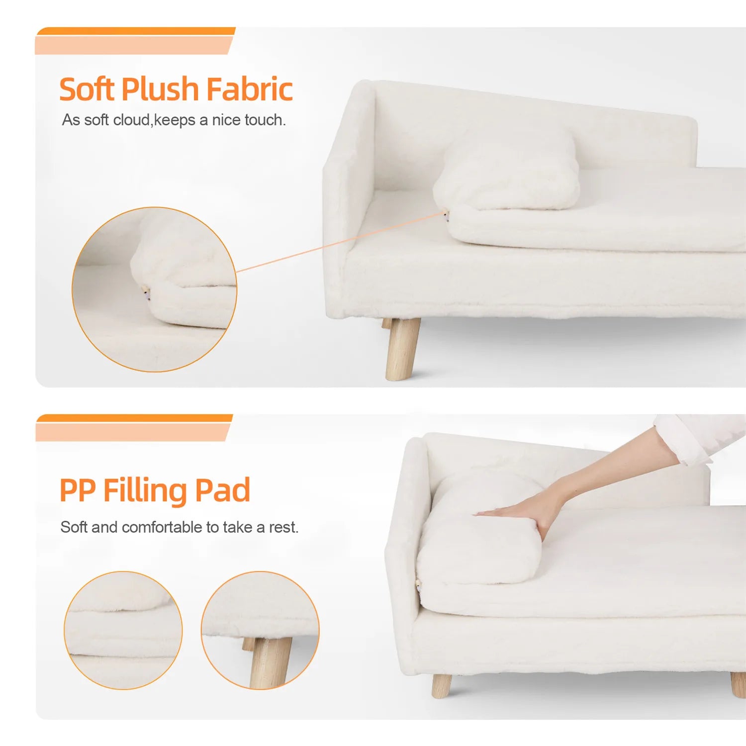 Waterproof Raised Pet Sofa Lounger with Plush Cushion