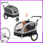 2-in-1 Foldable Pet Stroller & Dog Bike Trailer with Quick-Release Wheels — Bicycle Carrier for Dogs & Cats