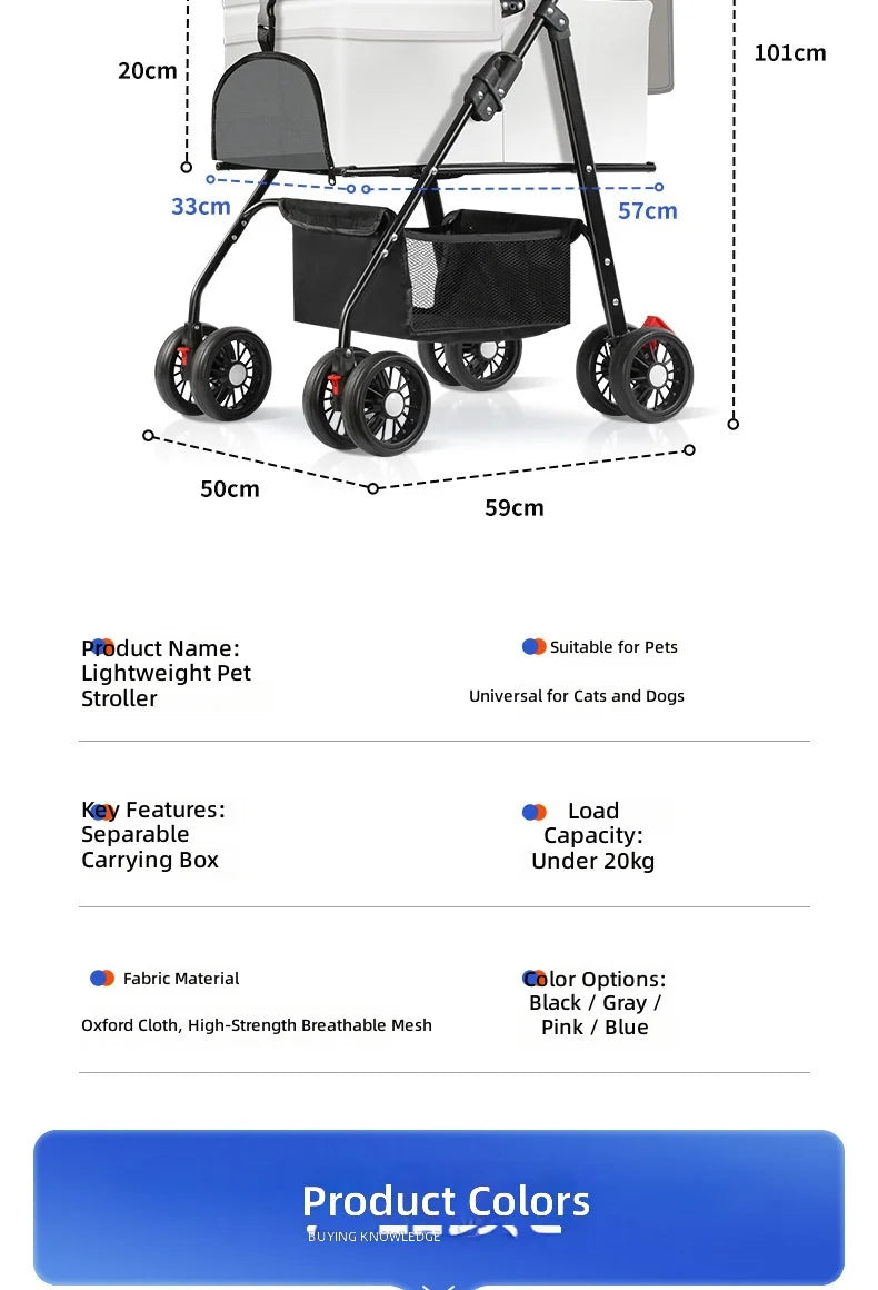 Portable Foldable Walking & Jogging Pet Stroller for Small & Medium Dogs & Cats