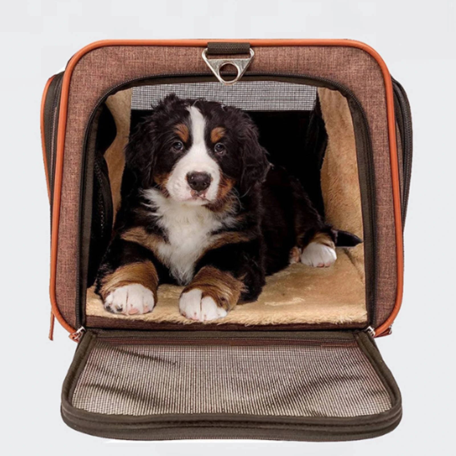 Mesh Ventilated Soft-Sided Rolling Pet Carrier with Breathable Windows for Travel & Errands