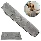 Large Pocket-Design Pet Bath Towel — Quick-Drying, 50x100cm