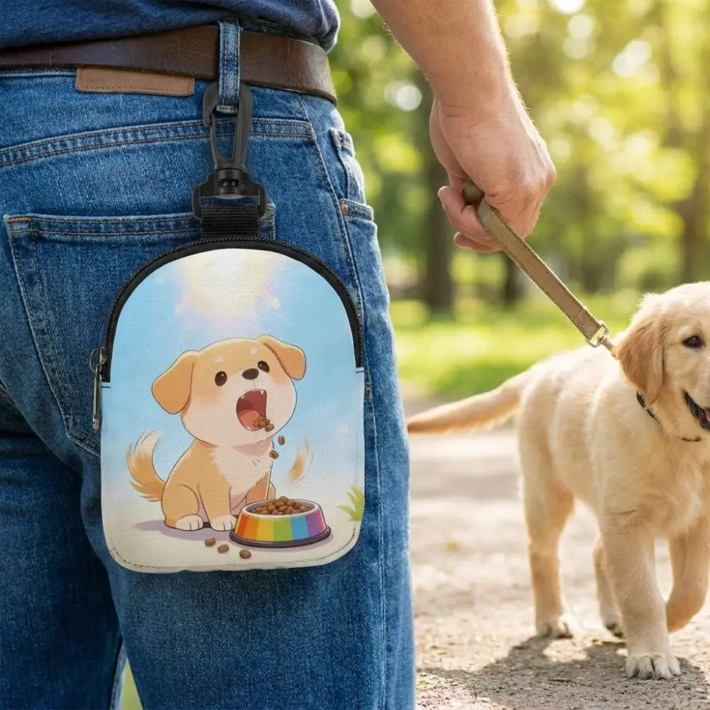 Dog Training Treat Bag (Large Capacity, Cartoon Print, Waterproof, Hook Buckle)