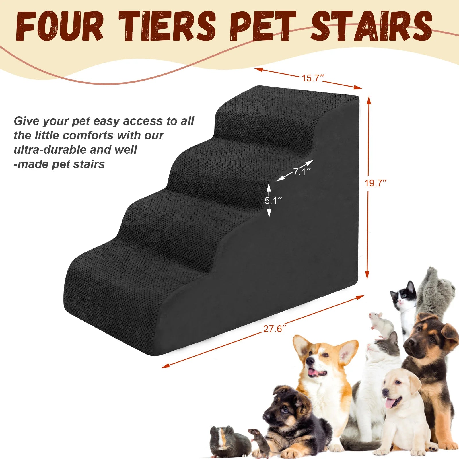 2-in-1 Foam Dog Stairs & Ramp, Extra-Wide Non-Slip