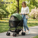 3-in-1 Multifunction 4-Wheel Folding Dog Stroller with Detachable Carrier