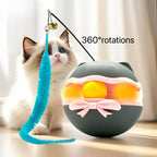 Electric Tumbler Cat Toy with Feather Stick — Self-Rolling Teaser