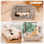 Raised Solid Wood Pet Couch Bed for Cats & Small Dogs